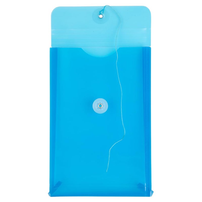 JAM PAPER Plastic Envelopes with Button & String Tie Closure - 6 1/4 x 9 1/4 - Blue - 12/Pack - Image 2